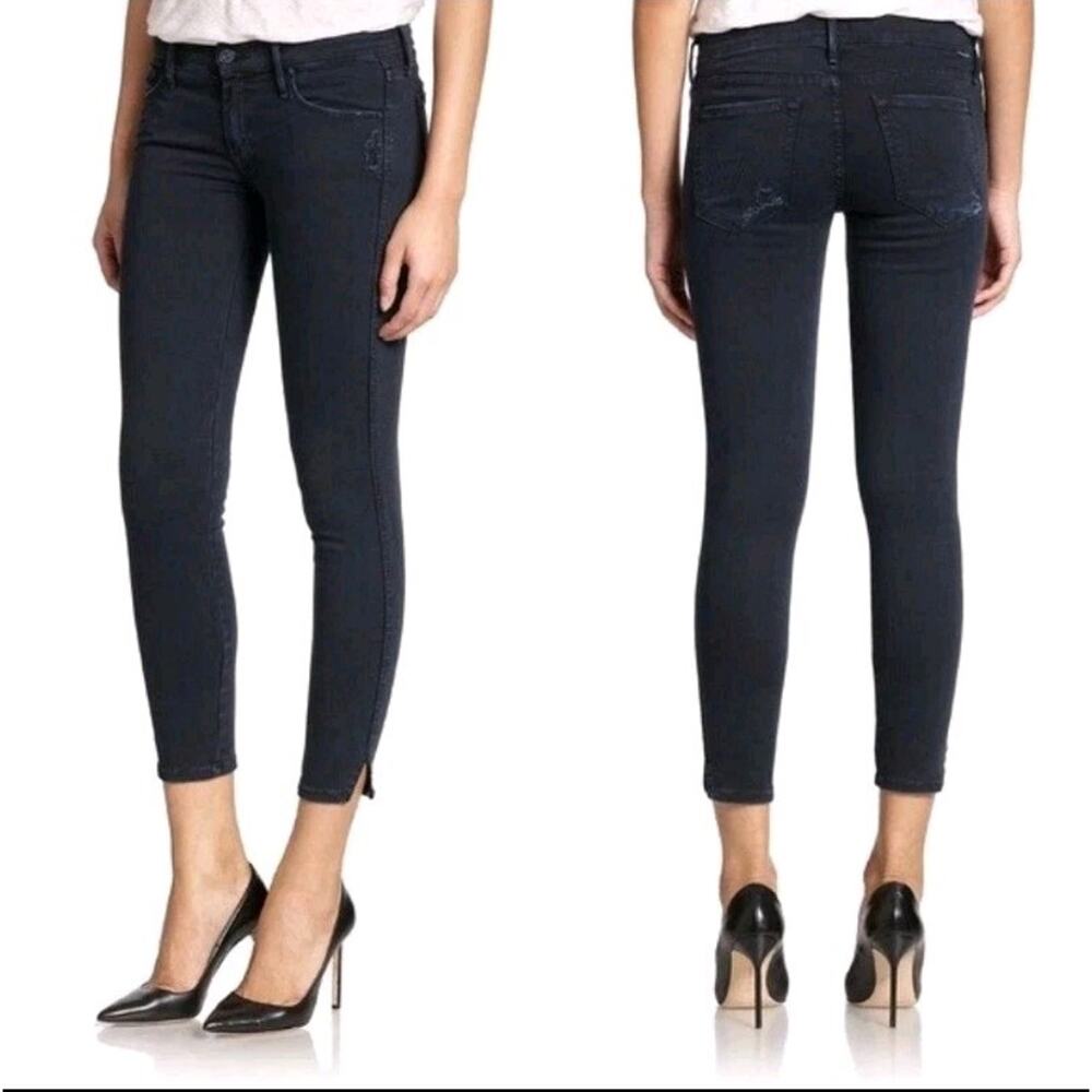 Mother The Vamp Size 24 Skinny Ankle Slit Jeans Finders Keepers Black C24-50